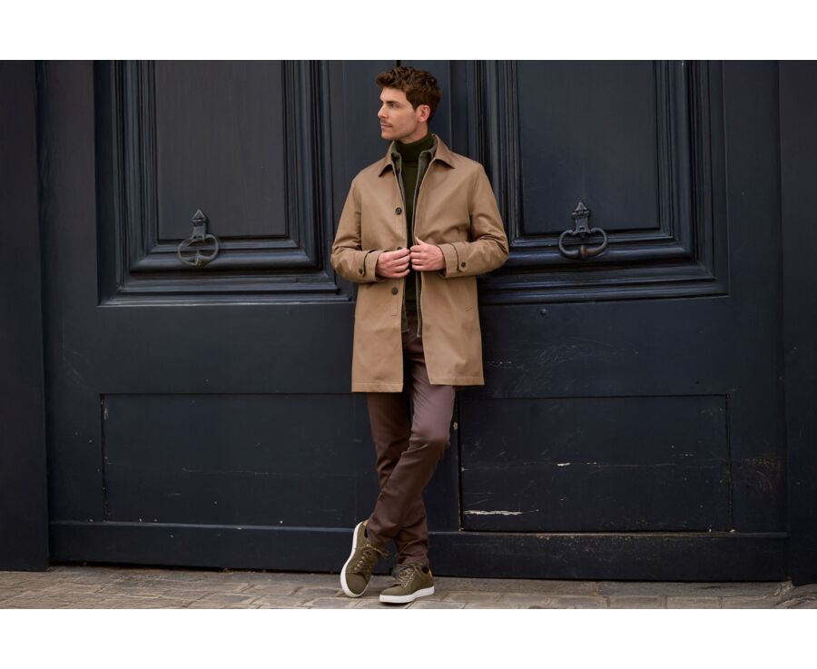 Dark Beige Men's trench coat - AURÈLE II