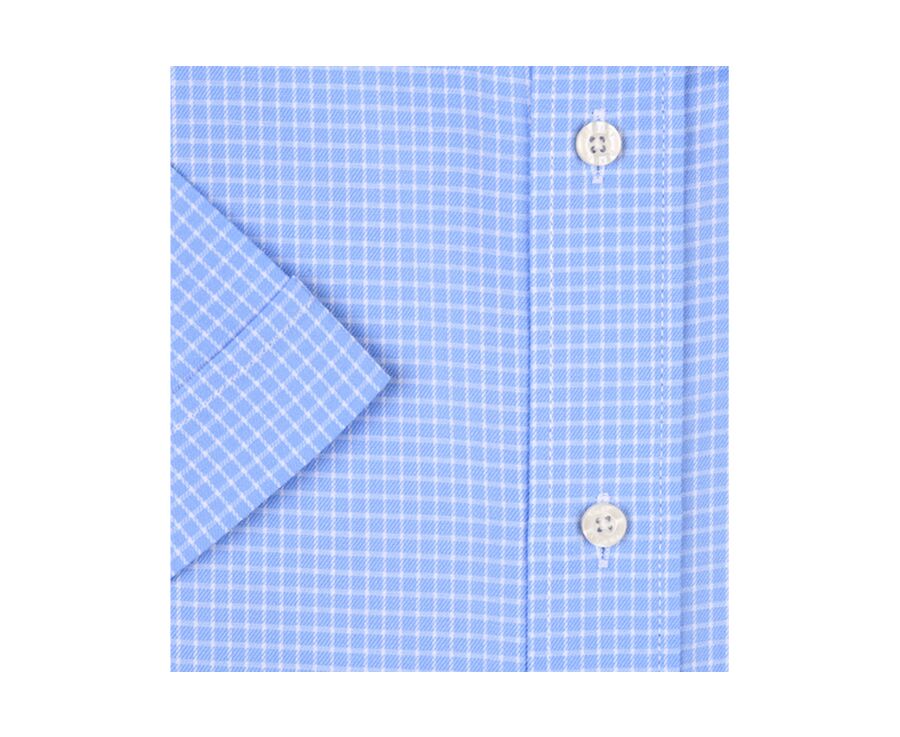 Blue shirt with fine white checks - Pocket - CLAYN MC