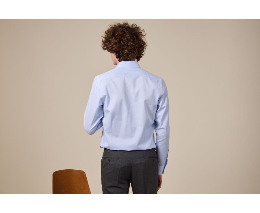 Pale Blue Cotton shirt - Straight collar - PATERNE CLASSIC