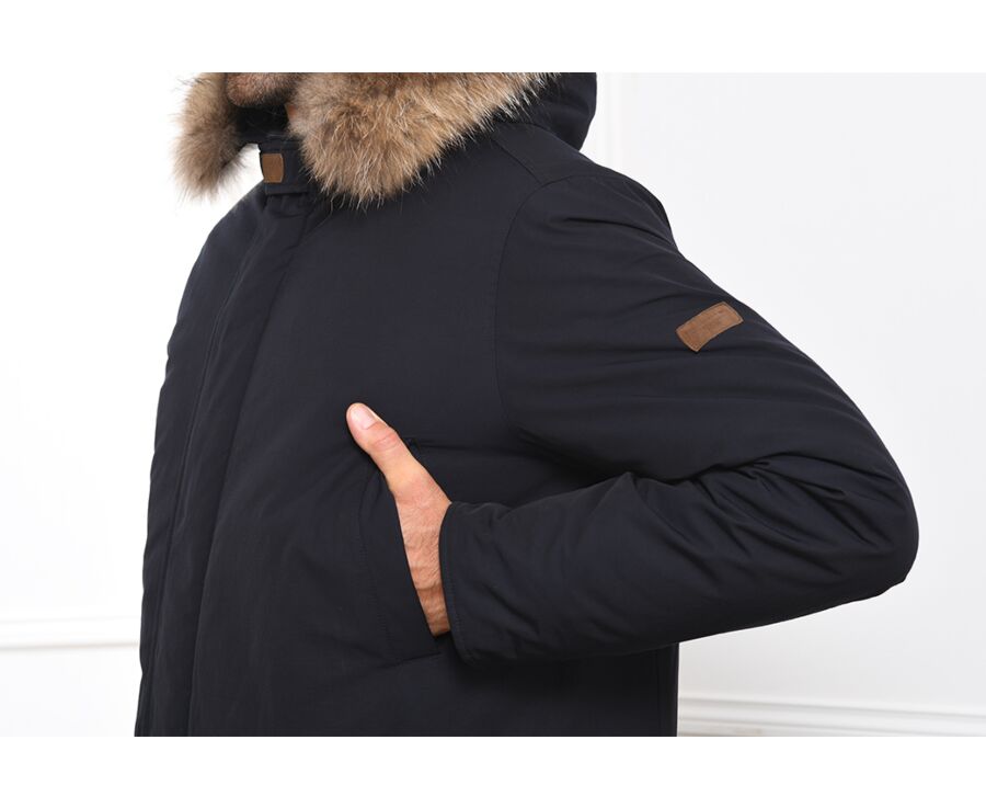 Men's Dark Navy Feather-Lined Winter Parka - SOREN