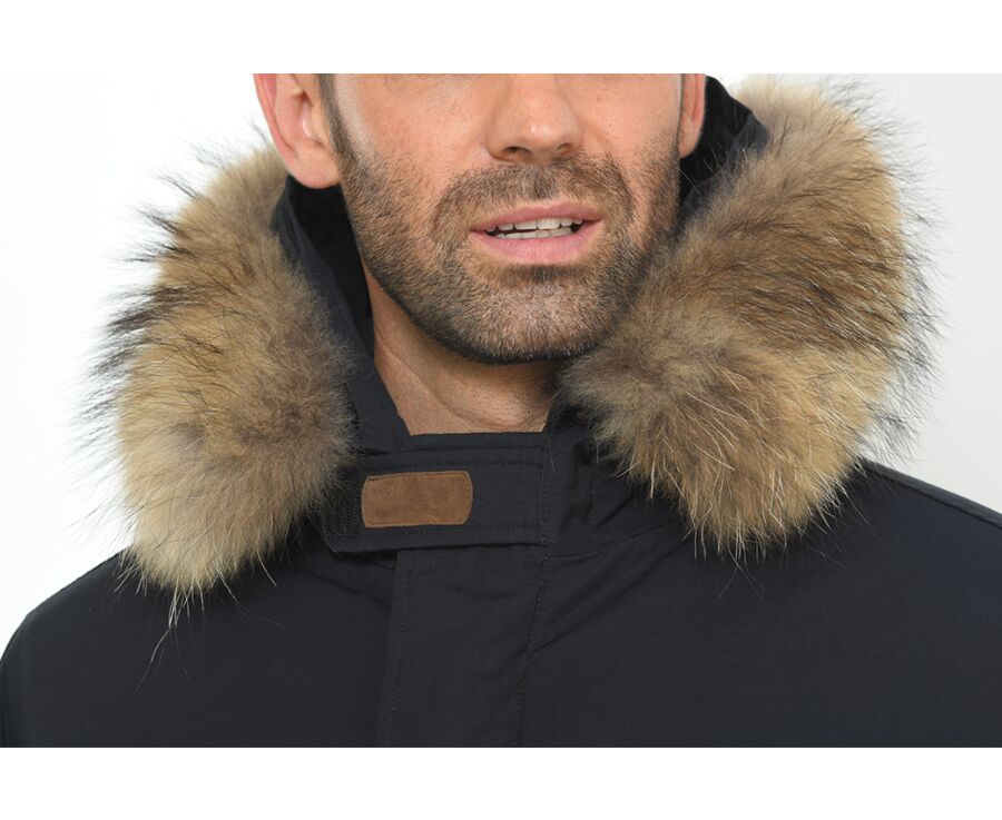 Men's Dark Navy Feather-Lined Winter Parka - SOREN