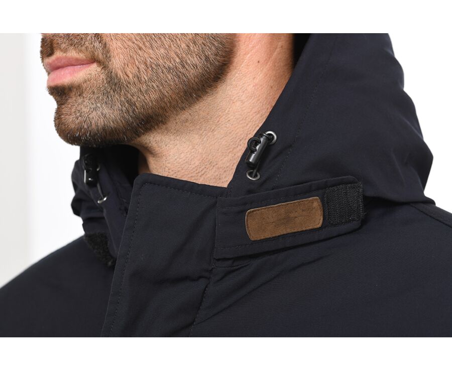 Men's Dark Navy Feather-Lined Winter Parka - SOREN