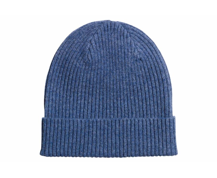 Men's dark blue mélange lambswool beanie - BENNETH