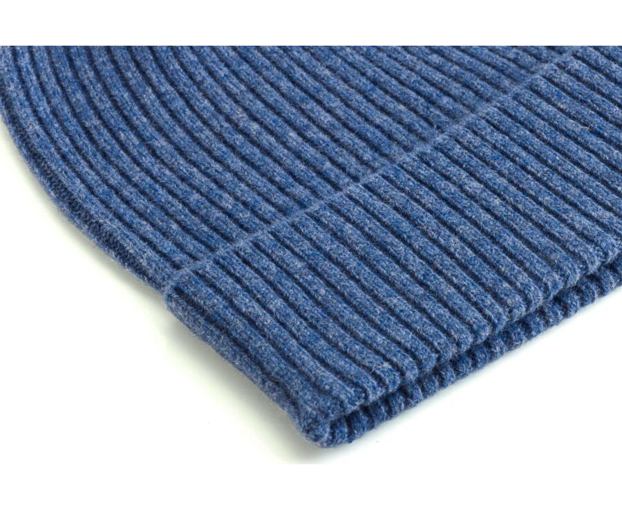 Men's dark blue mélange lambswool beanie - BENNETH