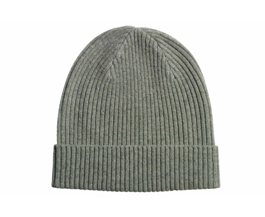 Men's light khaki mélange lambswool beanie - BENNETH