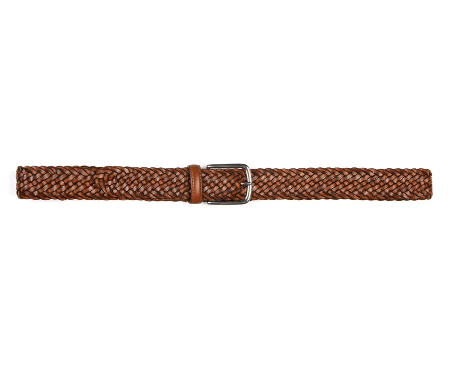 Men's Patina Gold Braided Leather Belt - NORTHGATE SILVER