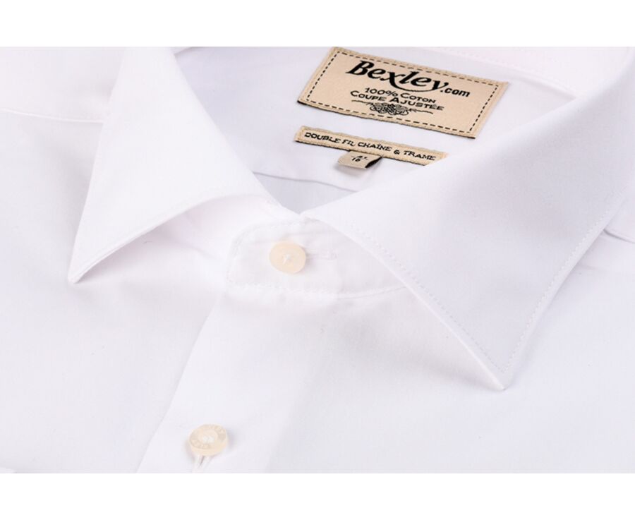 White Poplin Cotton Shirt - Italian collar - LUDOVICO CLASSIC