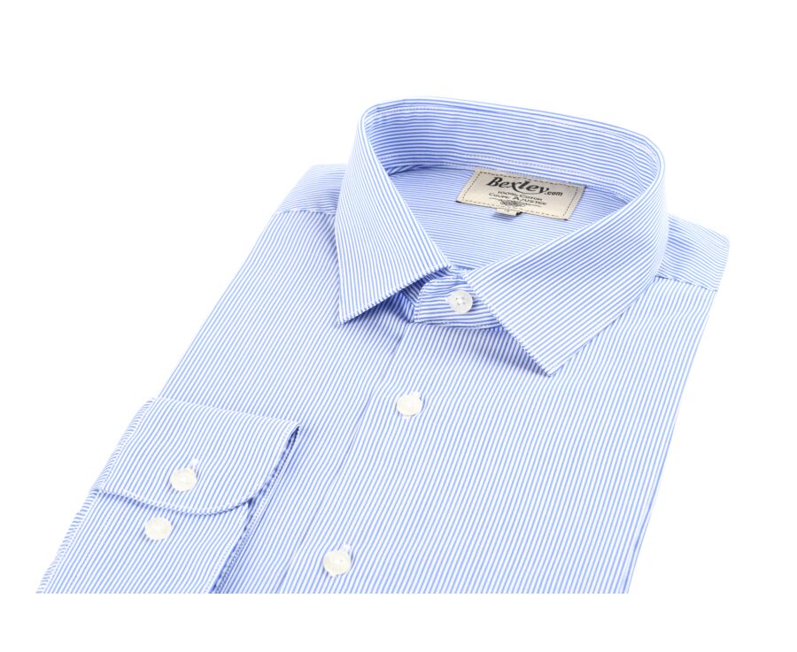 Shirt with thin blue stripes - Straight collar - AUBERTIN CLASSIC