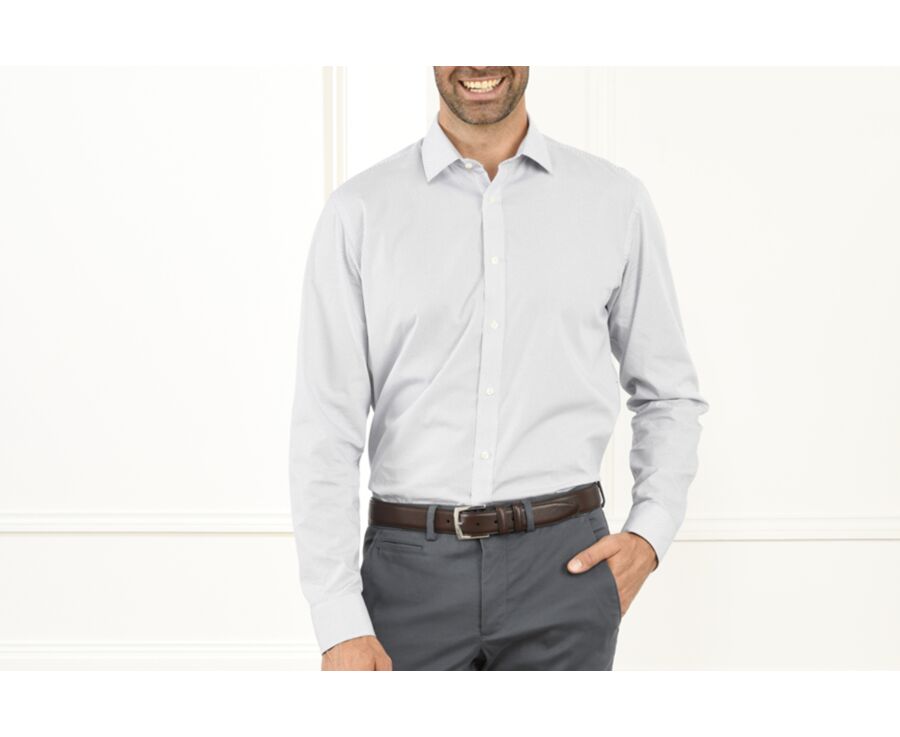 White shirt printed - blue patterns - Straight collar - BERANGER