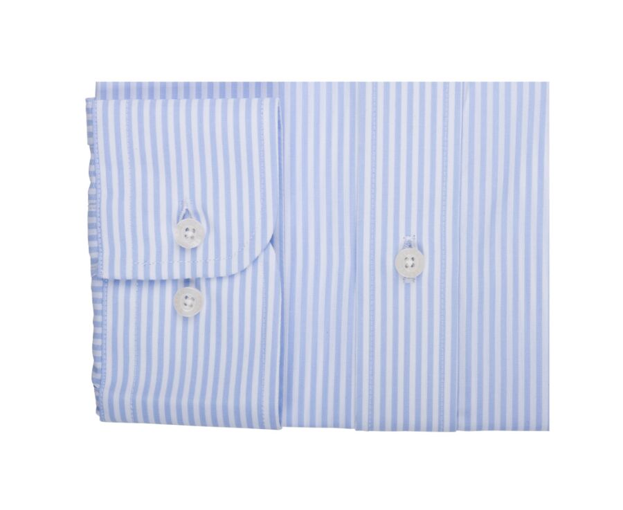 Cotton shirt with Light Blue & White stripes - American collar - MARLON
