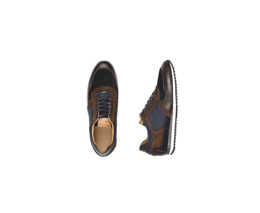 Chocolate and Navy suede Men's Trainers - CORUNNA