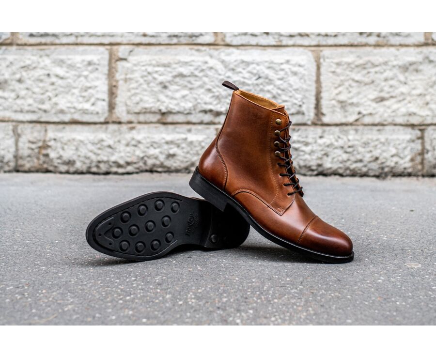 Patina Chestnut lace-up Boots Derby - ENFIELD II GOMME CITY