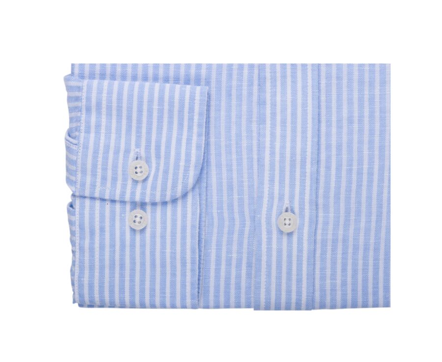 Soft Blue & White striped cotton linen shirt - EDIBERT