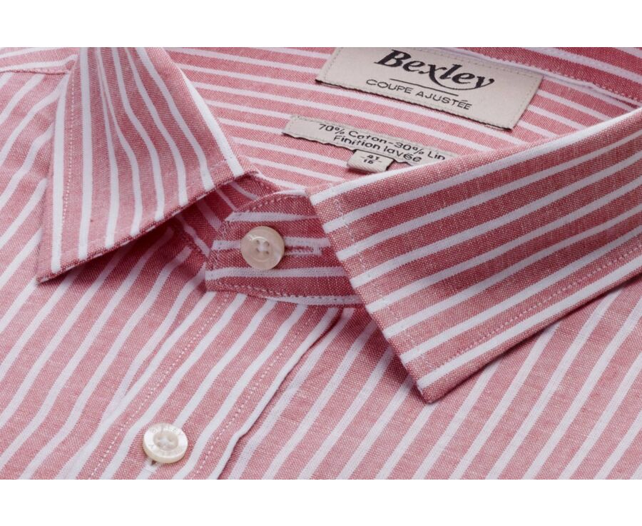 Old Pink and White cotton linen shirt - EDIBERT