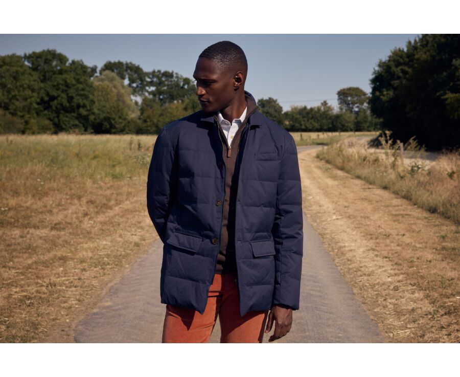 Men's navy lightweight goose down parka - NILSEN