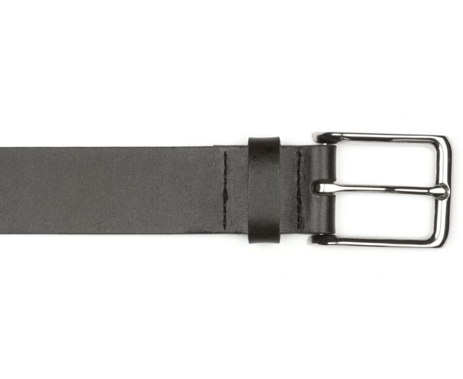 Men's Black Leather Belt - WESTWOOD II SILVER