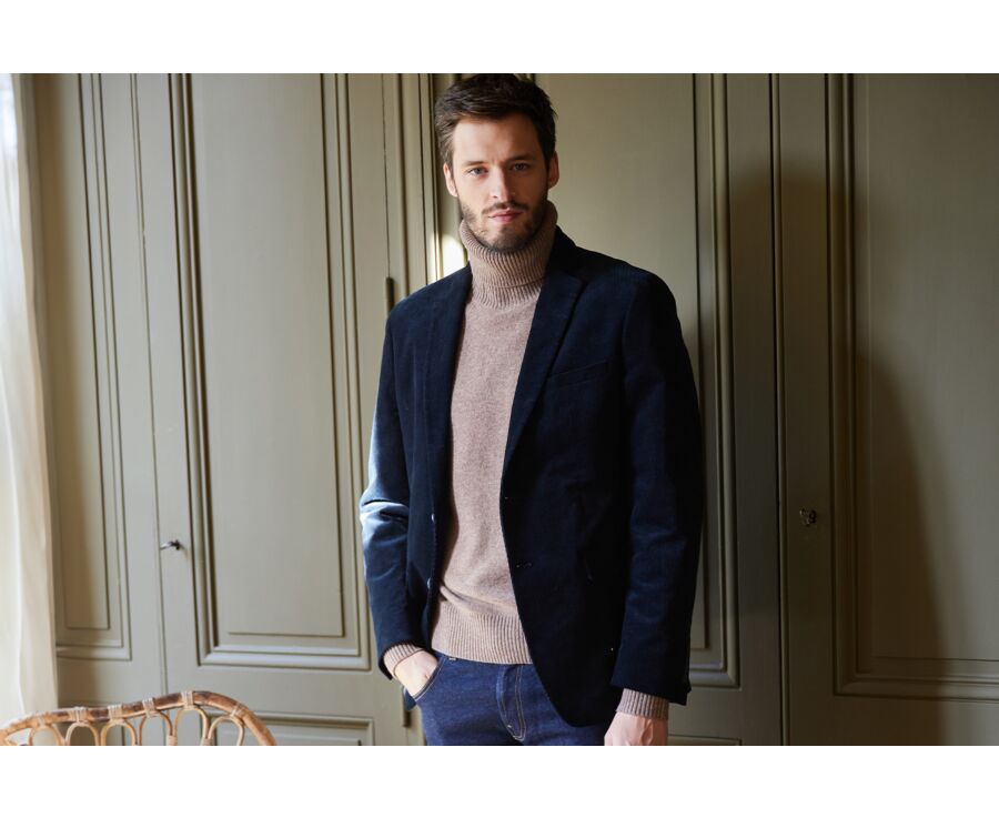 Men's Navy Suit Blazer - LÉONTILDE