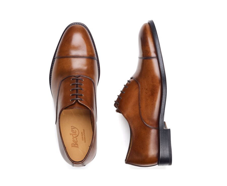 Men’s gold patinated leather Oxford shoes - WINFORD