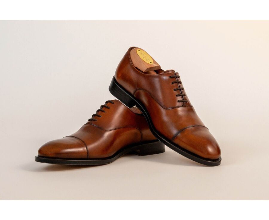 Men’s gold patinated leather Oxford shoes - WINFORD