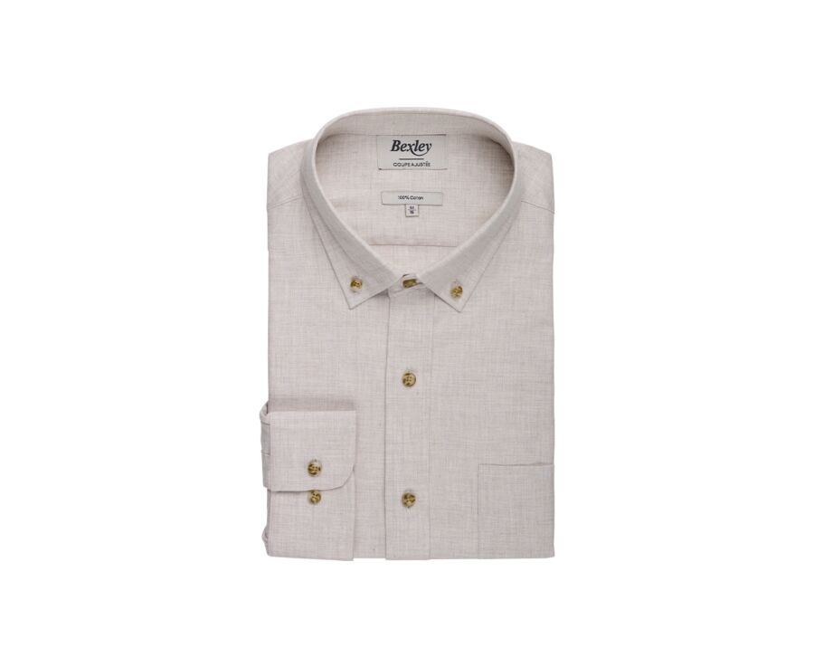 Ecru Flannel shirt with Pocket - ALEXANDER
