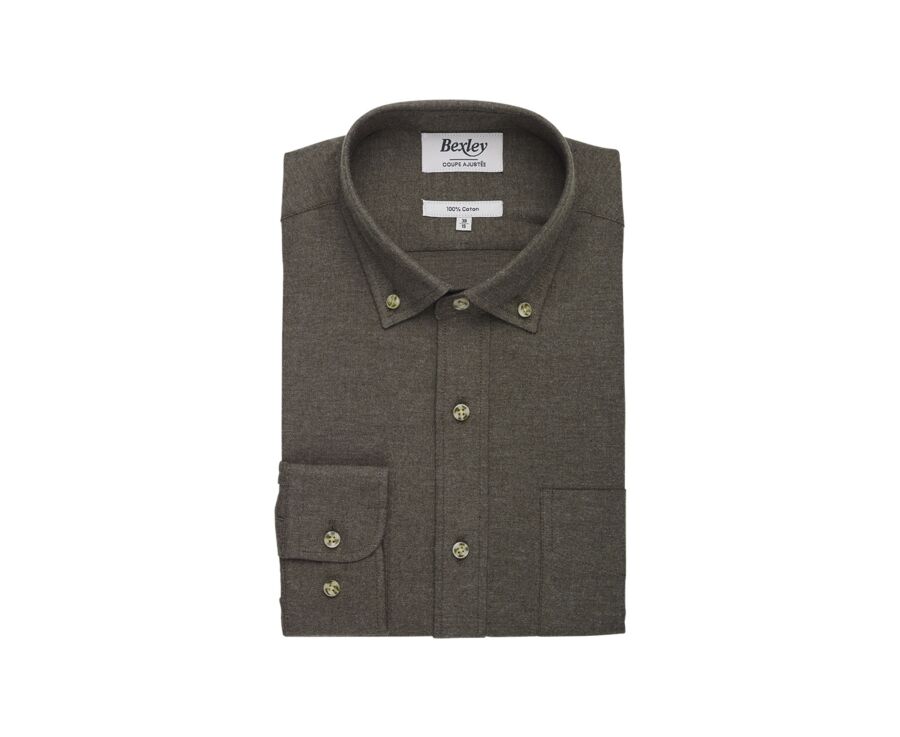 Dark Green Flannel shirt with Pocket - ALEXANDER