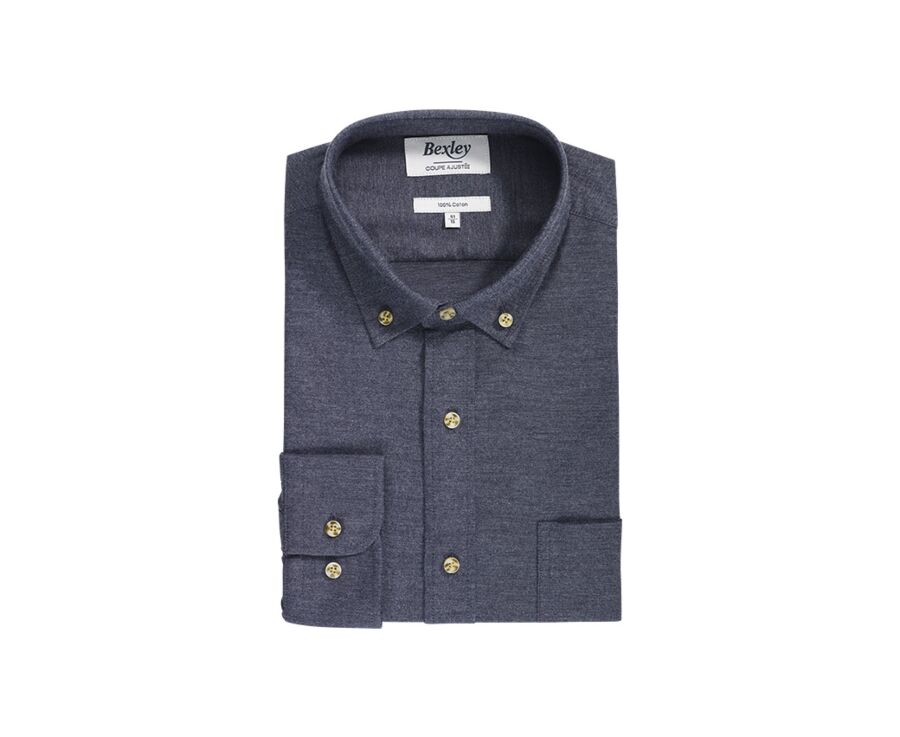 Anthracite Melange Flannel shirt with Pocket - ALEXANDER