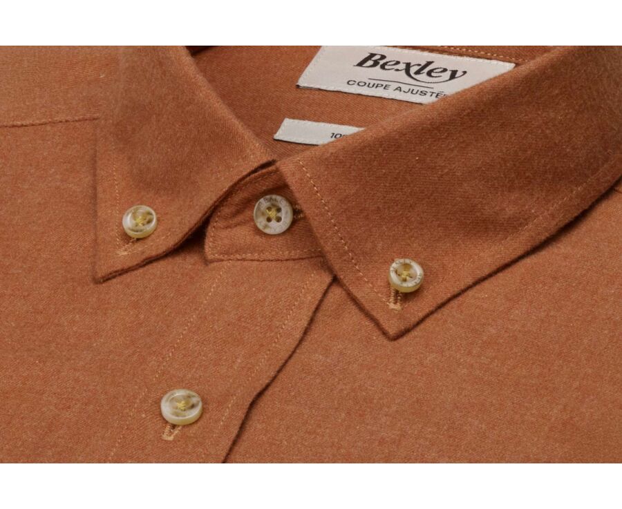 Men's plain rust flannel shirt - ALEXANDER