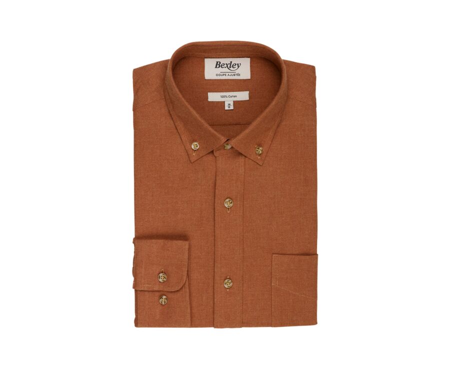 Men's plain rust flannel shirt - ALEXANDER