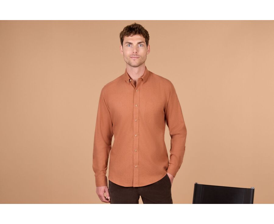 Men's plain rust flannel shirt - ALEXANDER