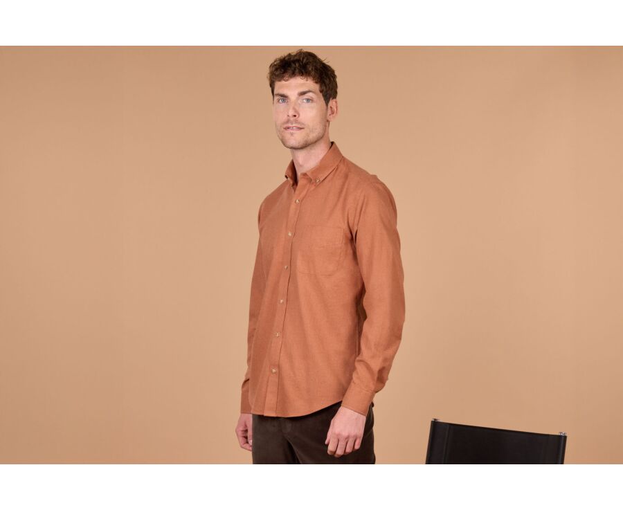 Men's plain rust flannel shirt - ALEXANDER