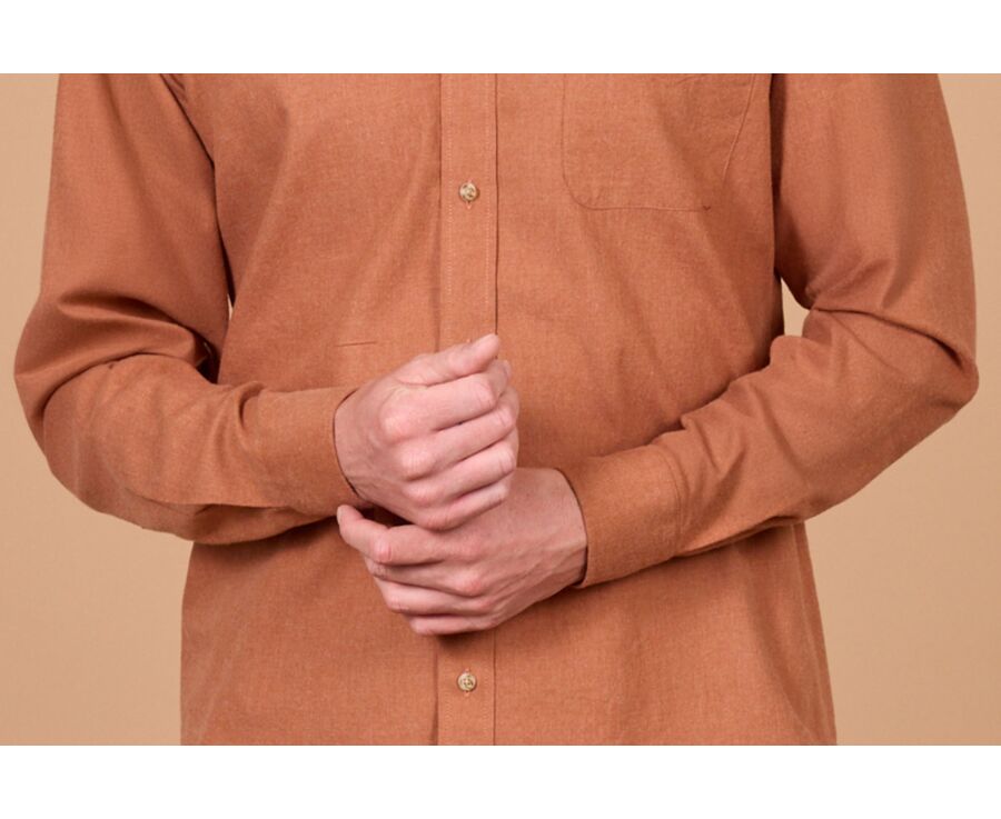 Men's plain rust flannel shirt - ALEXANDER