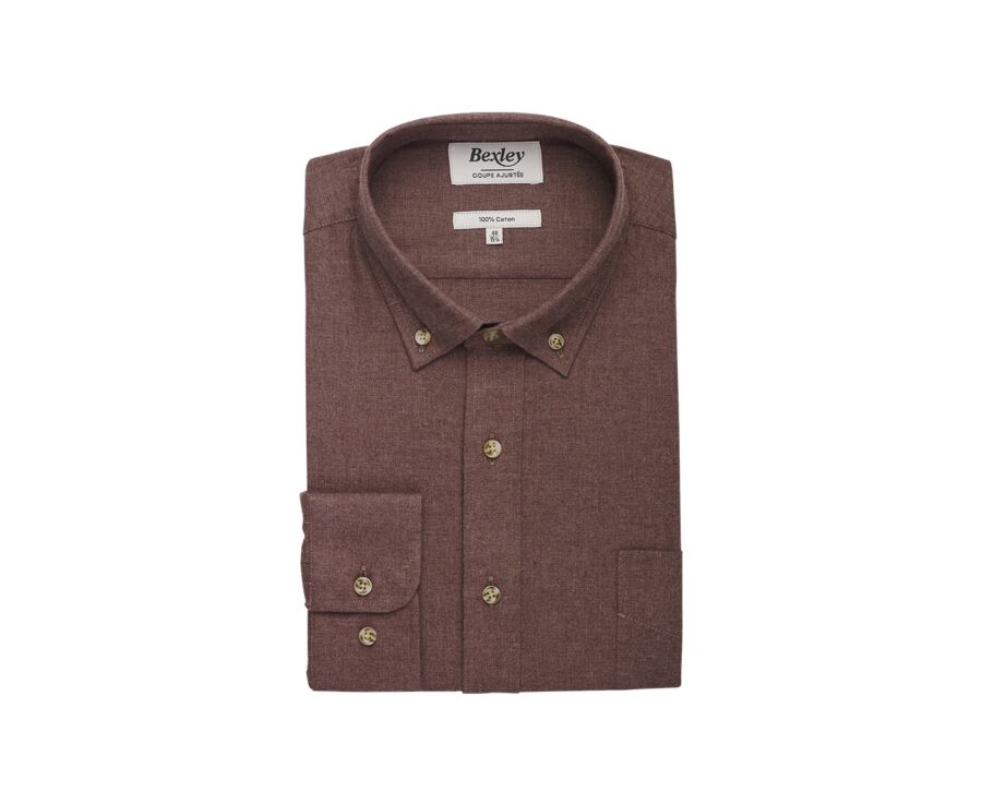 Mocha brown Flannel shirt with Pocket - ALEXANDER