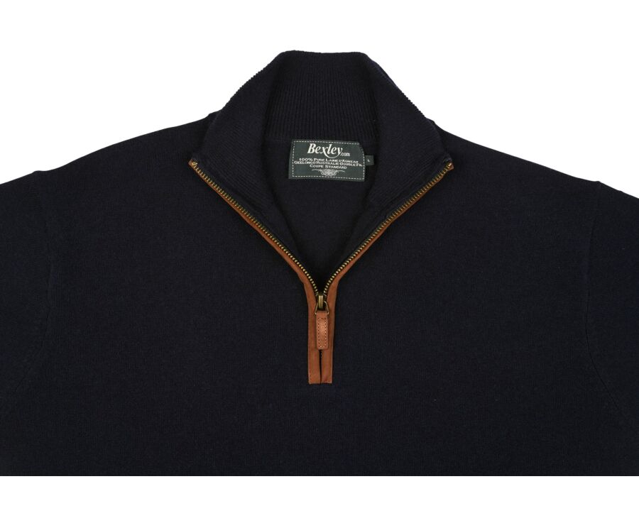 Navy half-zip wool jumper - KEITHY