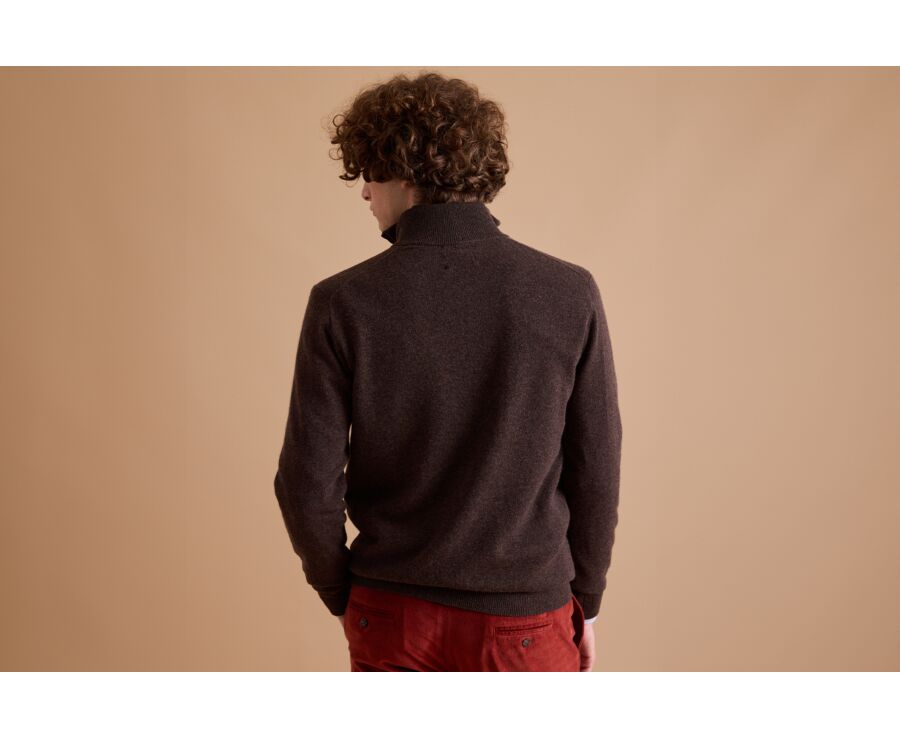 Dark Chocolate half-zip wool jumper - KEITHY
