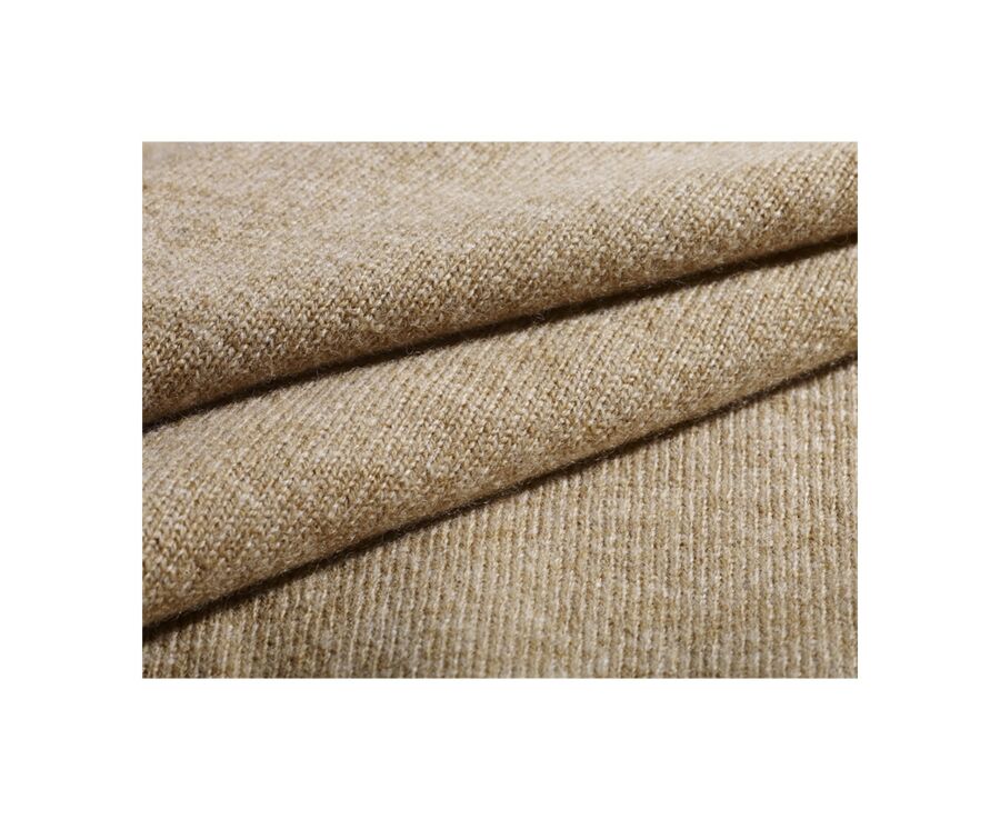 Dark Beige Melange half-zip wool jumper - KEITHY 
