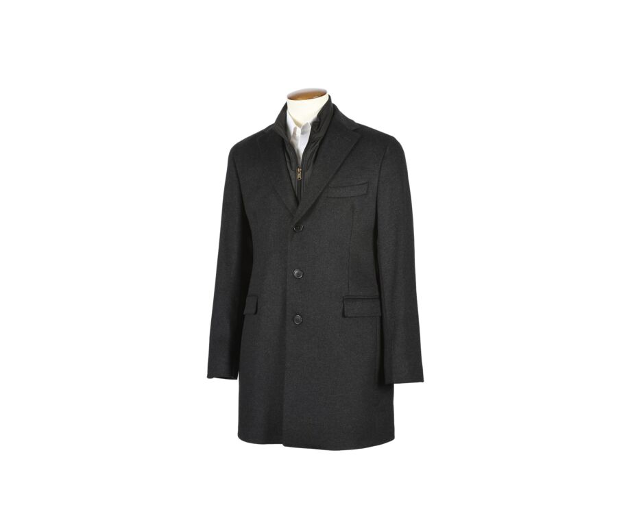Anthracite Men's winter wool/cashmere overcoat - HONORÉ II