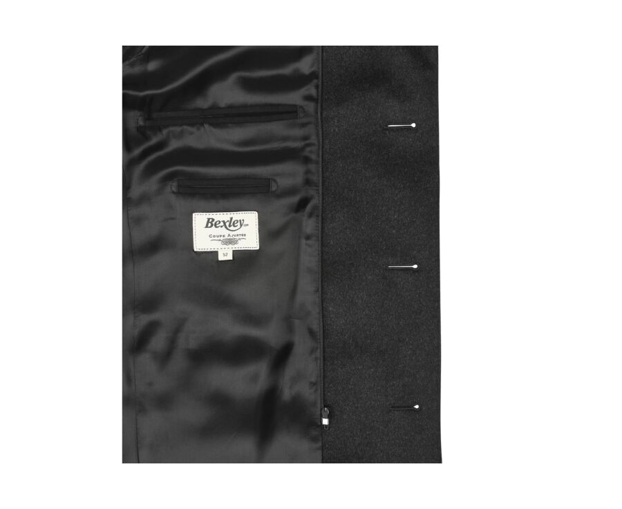 Anthracite Men's winter wool/cashmere overcoat - HONORÉ II