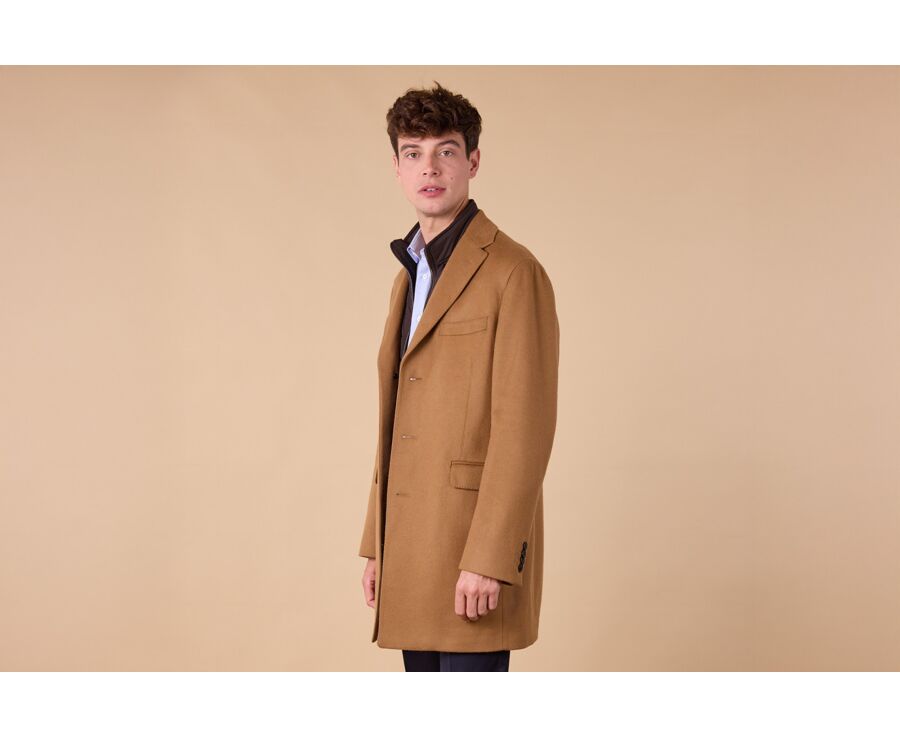 Dark Camel Men's wool/cashmere coat - HONORÉ II