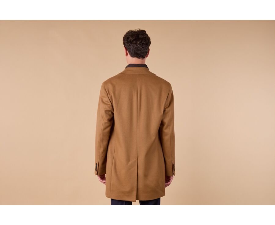 Dark Camel Men's wool/cashmere coat - HONORÉ II