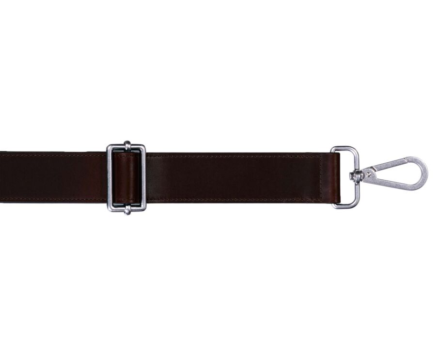 Chocolate Men's leather satchel with shoulder strap - KARLINGTON