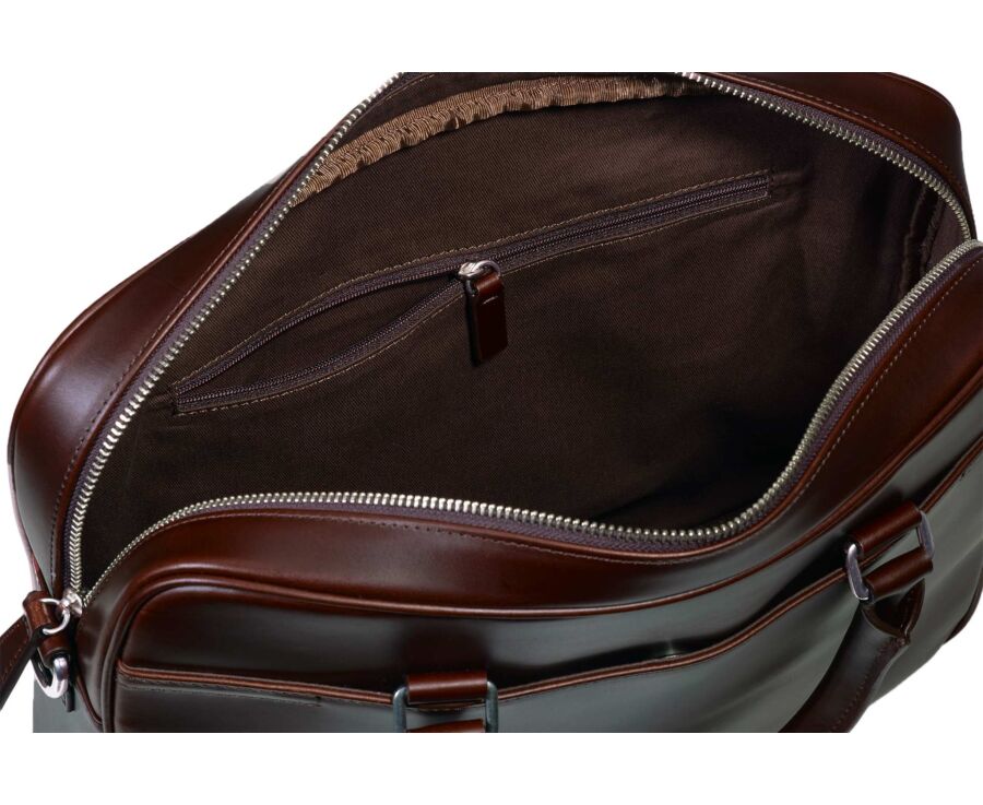 Chocolate Men's leather satchel with shoulder strap - KARLINGTON