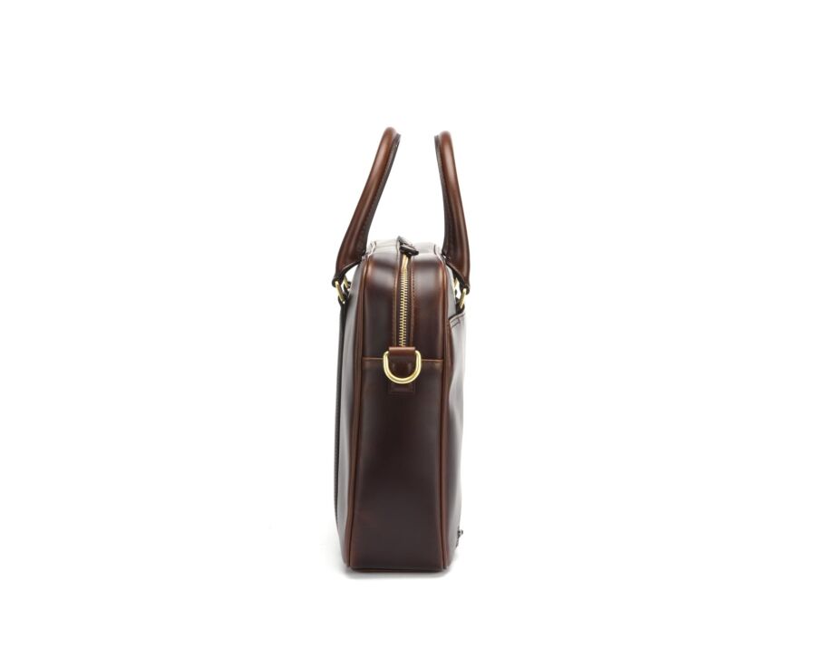 Chocolate Men's leather satchel with shoulder strap - KARLINGTON