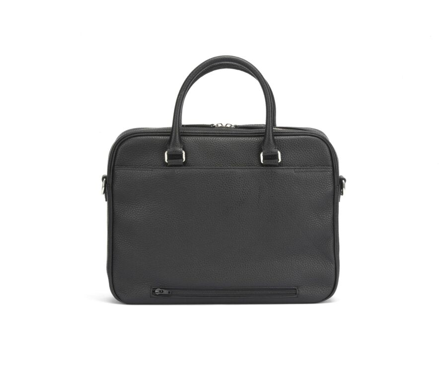 Black Grained Men's leather satchel with shoulder strap - KARLINGTON