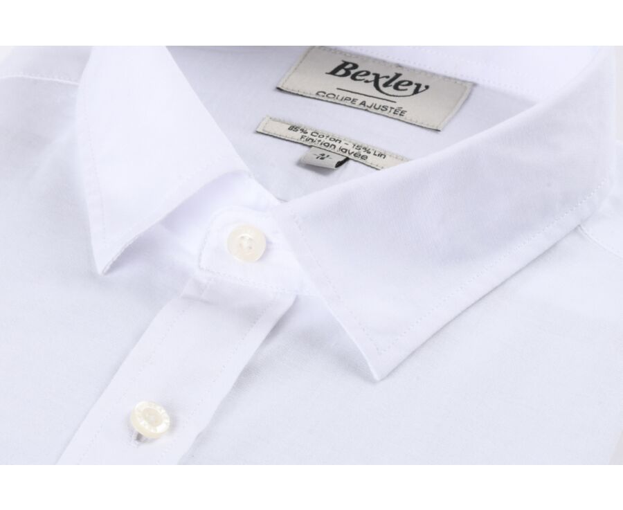 White plain cotton linen shirt - SILBERT