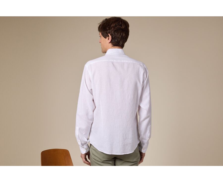 White plain cotton linen shirt - SILBERT