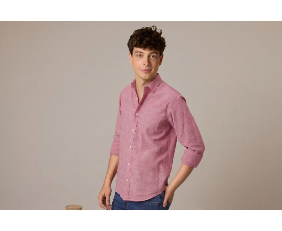 Red Chambray cotton linen shirt - SILBERT