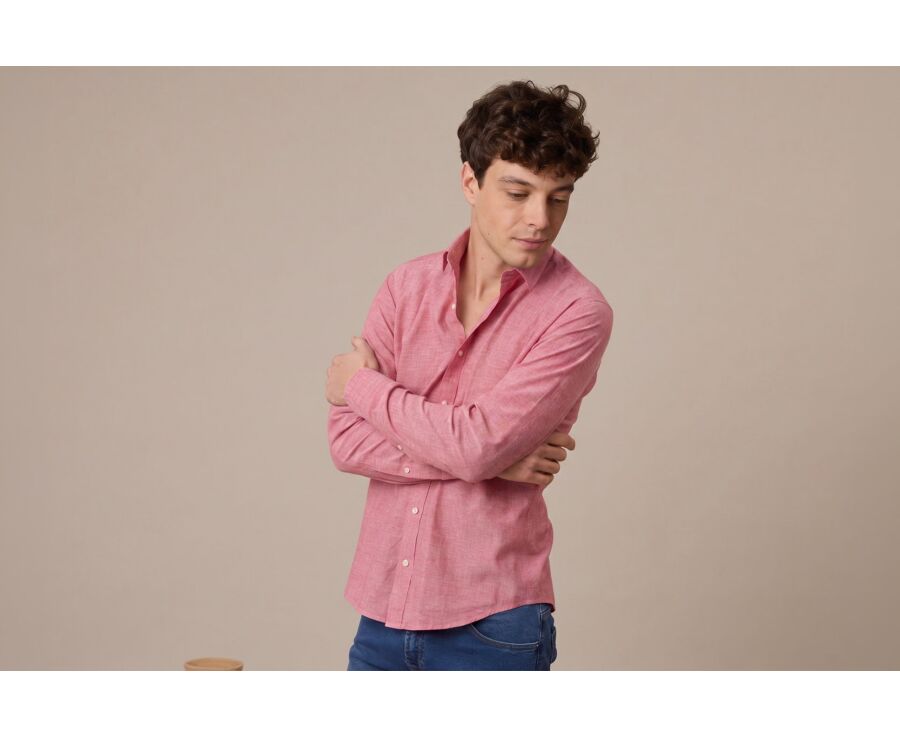 Red Chambray cotton linen shirt - SILBERT