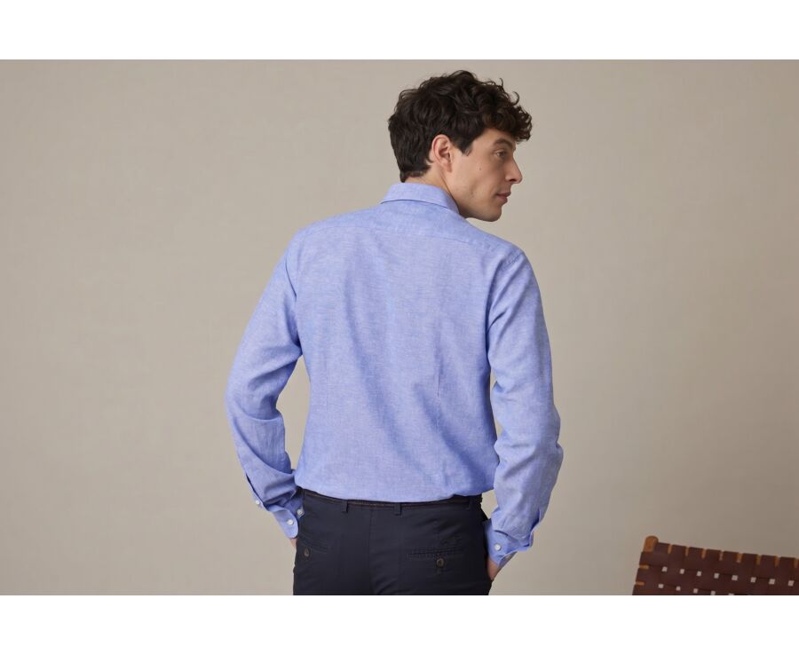 Blue Chambray & Ocean cotton linen shirt - SILBERT