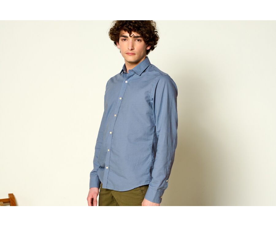 Storm Blue cotton linen shirt - SILBERT