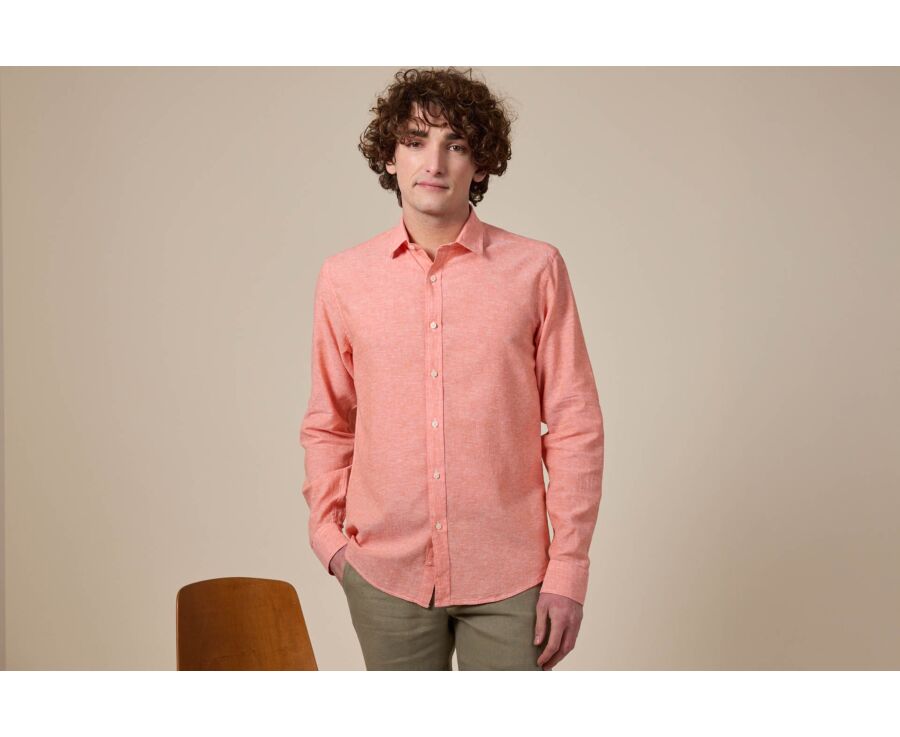 Orange Chambray cotton linen shirt - SILBERT